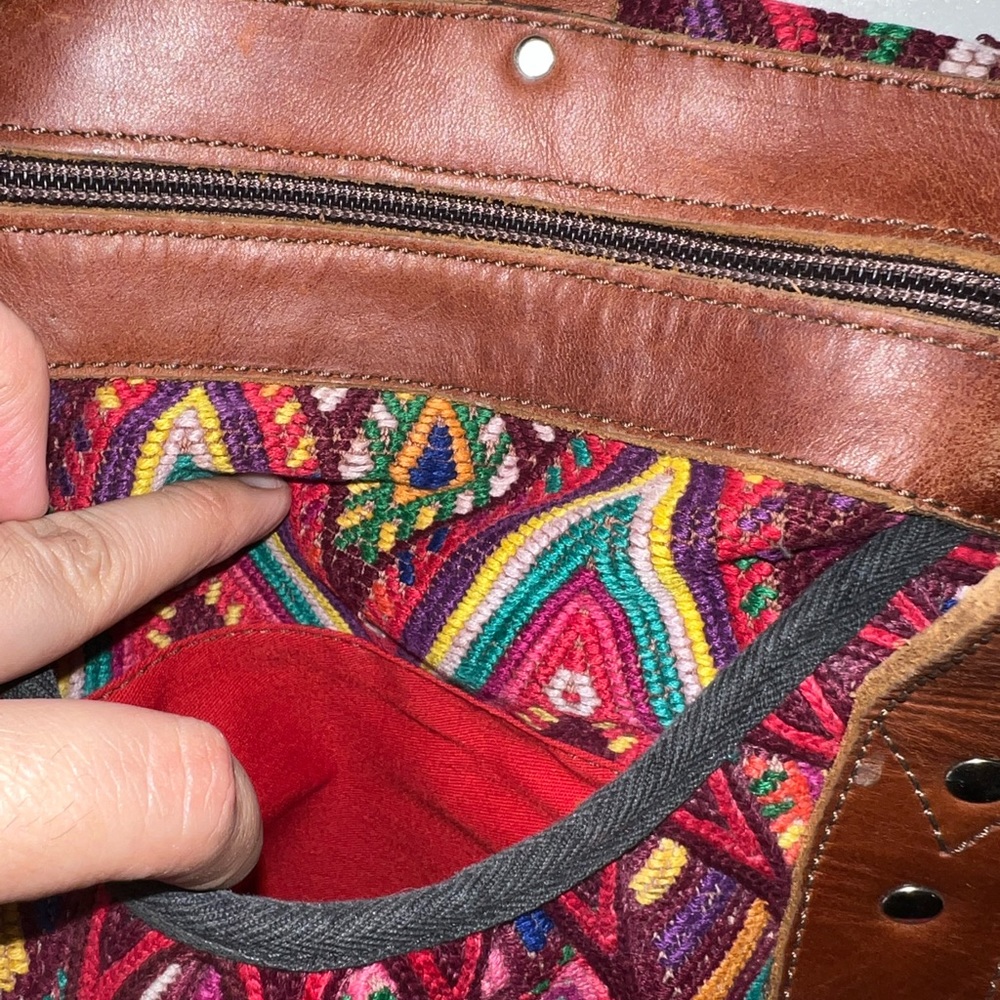 Nena & Co OOAK Convertible Day Bag Crossbody Huipil Leather OG CDB - Picture 9 of 16
